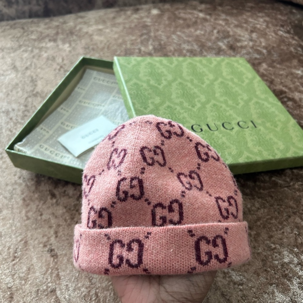 Gucci Pink GG Monogram Wool Hat